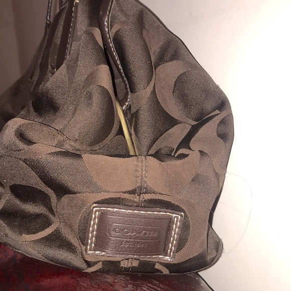 COACH #H1173-F18036 DARK BROWN FRAMED KISSLOCK STRIPED SIGNATURE CANVAS/LEATHER - Picture 3 of 9